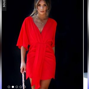 Vici red Porticia vneck mini dress